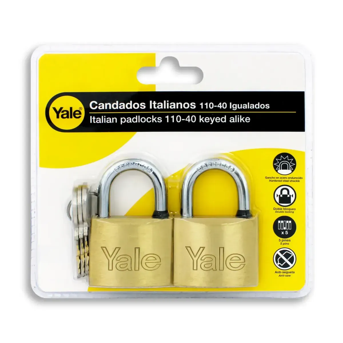 2 Candado misma llave Yale 40mm